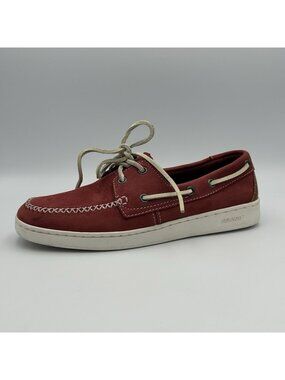 Sebago Wentworkth Two Eye Boat Shoes Men’s 8 US Red Red Leather Casual Lace Up